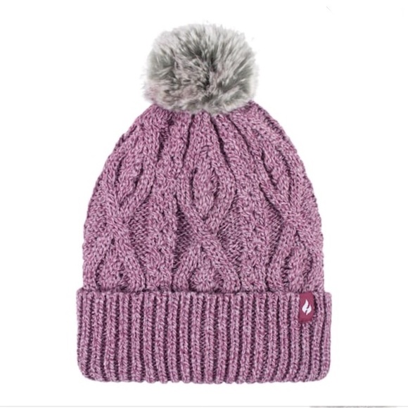 heat holders Accessories - HEAT HOLDERS purple white knit beanie pom